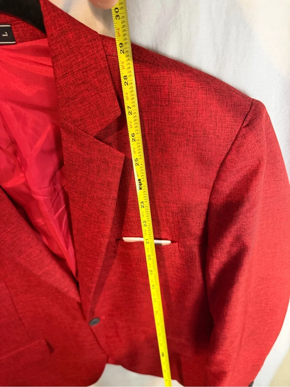Men’s Red Blazer Sport Coat Size L Textured Two Button Jacket 40-42